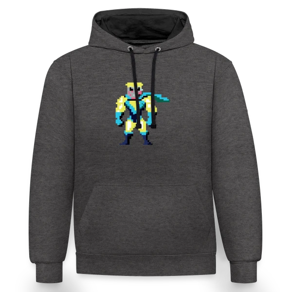 Super-Héros Pixel Franck sur Sweat à capuche contrasté