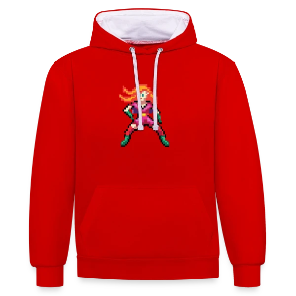 Super-Héroïne Rouge sur Sweat à capuche contrasté
