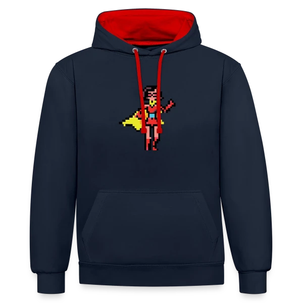Super-Héroïne Rétro Mag sur Sweat à capuche contrasté