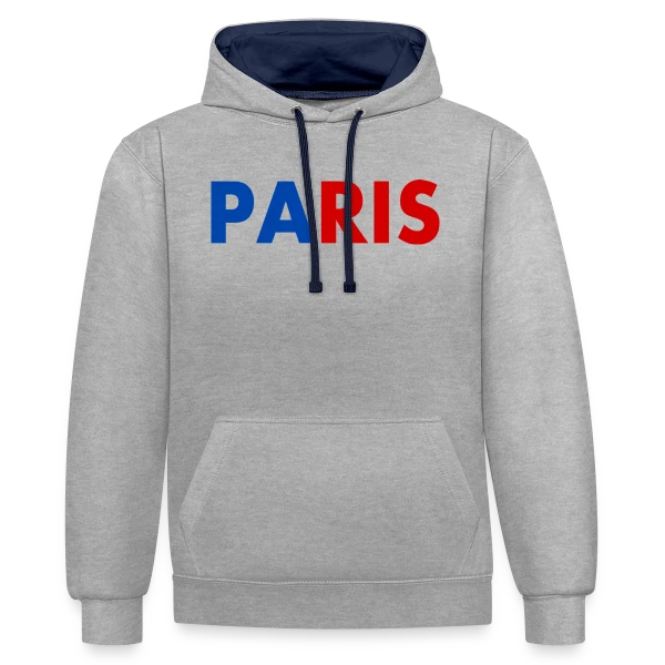 Paris Tricolore Typographie sur Sweat à capuche contrasté