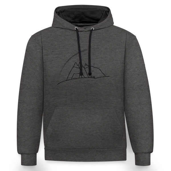 Esquisse Montagne et Tente sur Sweat à capuche contrasté