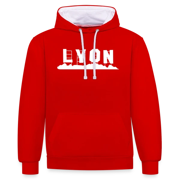 Lyon Minimaliste Blanc sur Sweat à capuche contrasté