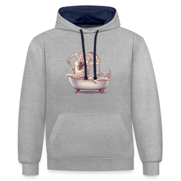 L'Étrange Bain de Kanagawa sur Sweat à capuche contrasté