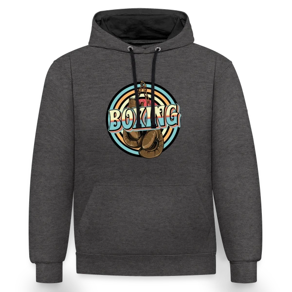 Boxe - Design Cool avec Gants de Boxe sur Sweat à capuche contrasté