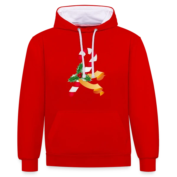 Sucre d'Orge et Houx pour la Période des Fêtes sur Sweat à capuche contrasté