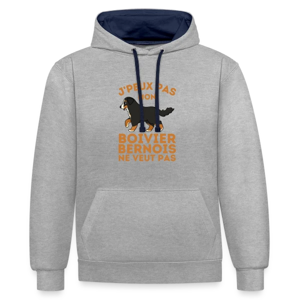 Humour Mon Bouvier Bernois sur Sweat à capuche contrasté