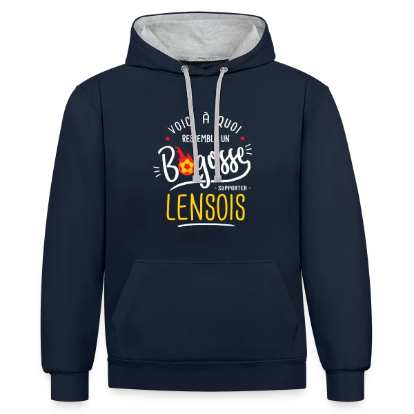 Supporter Lensois Bogosse : Fier de Lens sur Sweat à capuche contrasté