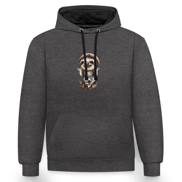 Le Paresseux S'en Fiche sur Sweat à capuche contrasté