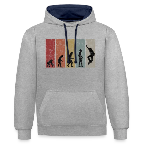 Évolution Rétro Skateboarder sur Sweat à capuche contrasté