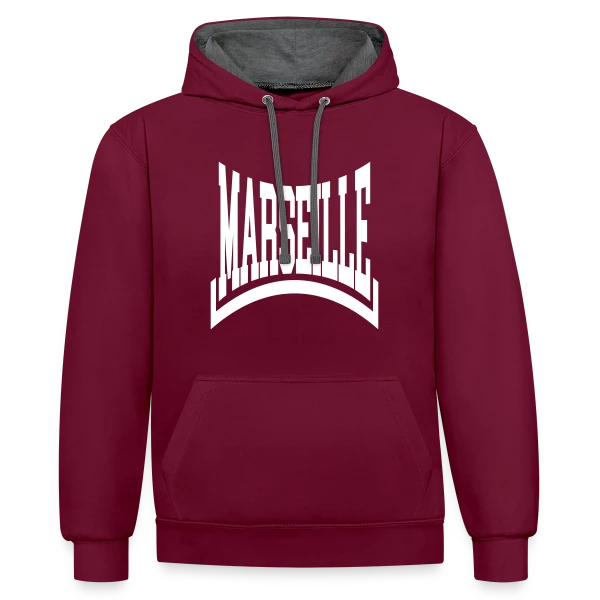 Marseille Texte Pur sur Sweat à capuche contrasté