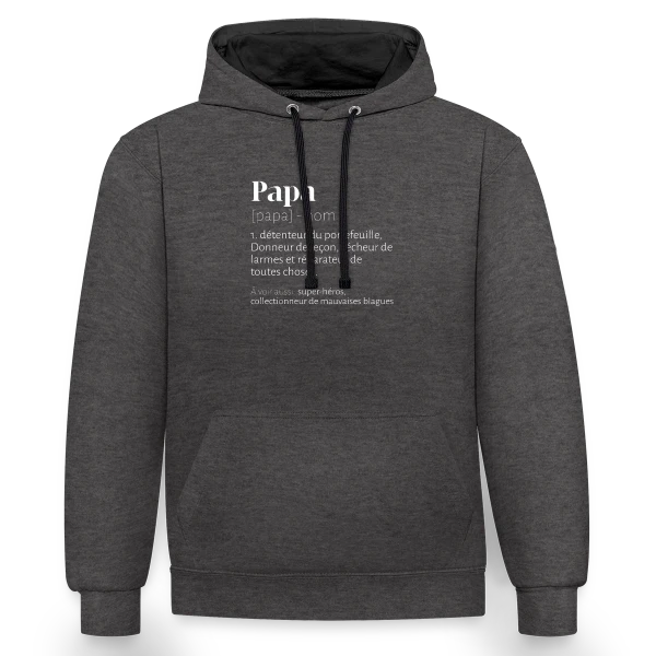 Papa Bricoleur - Définition Humour Fête des Pères sur Sweat à capuche contrasté