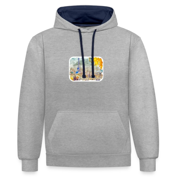 Paris Aquarelle Automnale sur Sweat à capuche contrasté