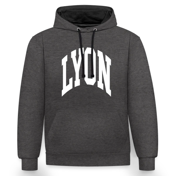Ville de Lyon sur Sweat à capuche contrasté