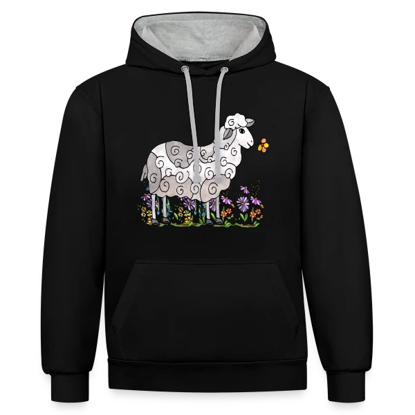 Mouton Doux Rêveur sur Sweat à capuche contrasté