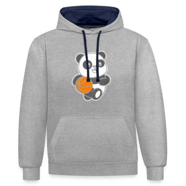 Panda Basketteur sur Sweat à capuche contrasté
