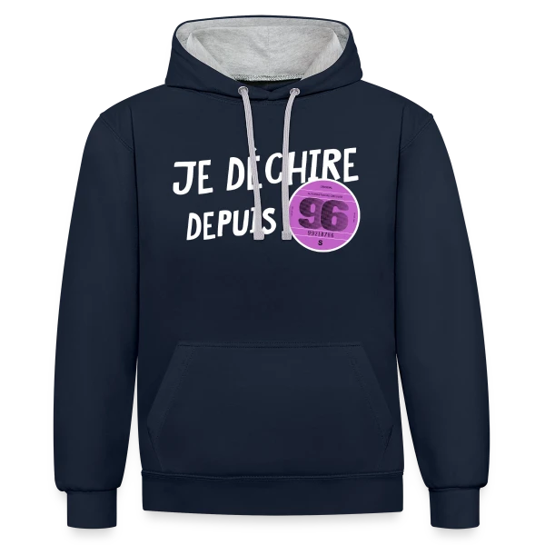Je déchire depuis 1996 - Anniversaire Fun & Vintage sur Sweat à capuche contrasté