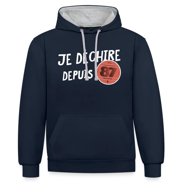 Je déchire depuis 1987 - Anniversaire Rétro sur Sweat à capuche contrasté