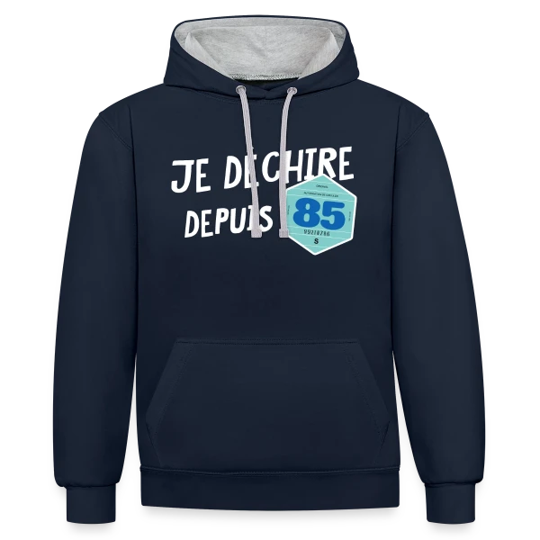 Je déchire depuis 85 - Style Vignette Auto Rétro Vintage sur Sweat à capuche contrasté
