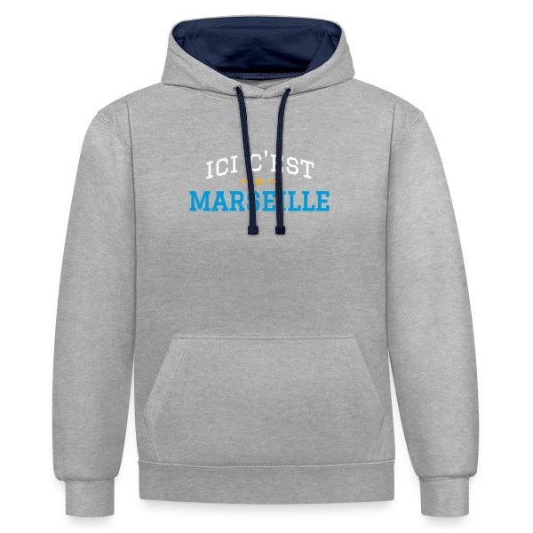 Ici C'est Marseille Fierté sur Sweat à capuche contrasté