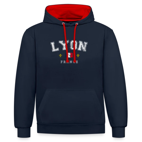 Lyon France Vintage sur Sweat à capuche contrasté