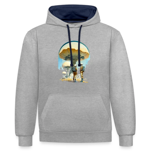 Astro-Champignons 70s Sci-Fi Spatial sur Sweat à capuche contrasté