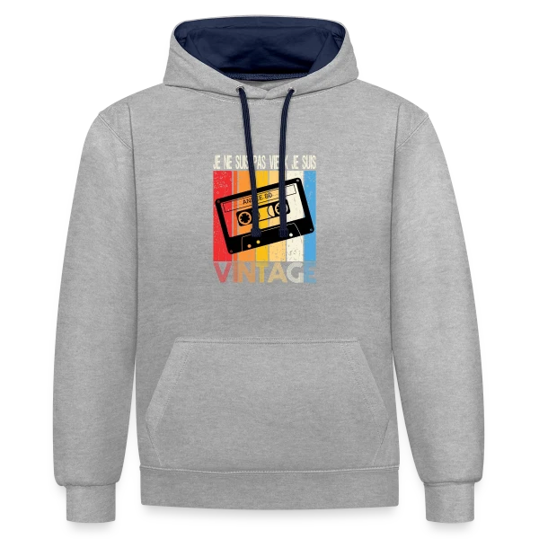 Cassette Années 80 Vintage sur Sweat à capuche contrasté