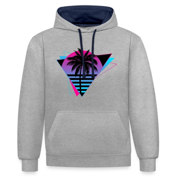 Palmier Rétro Synthwave sur Sweat à capuche contrasté