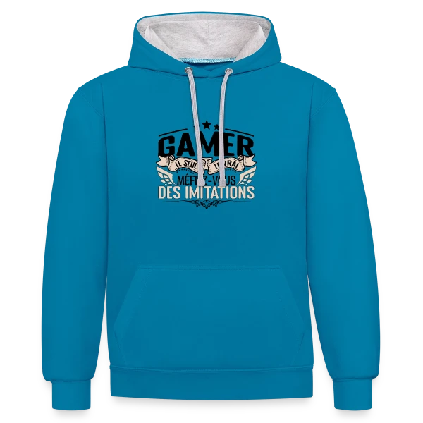 'Le Vrai Gamer' : Méfiez-vous des Imitations sur Sweat à capuche contrasté