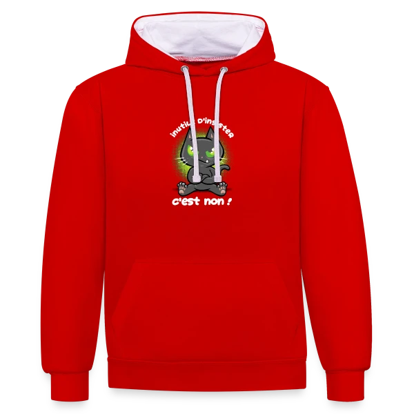 Chat Têtu : Non, et c'est tout ! sur Sweat à capuche contrasté