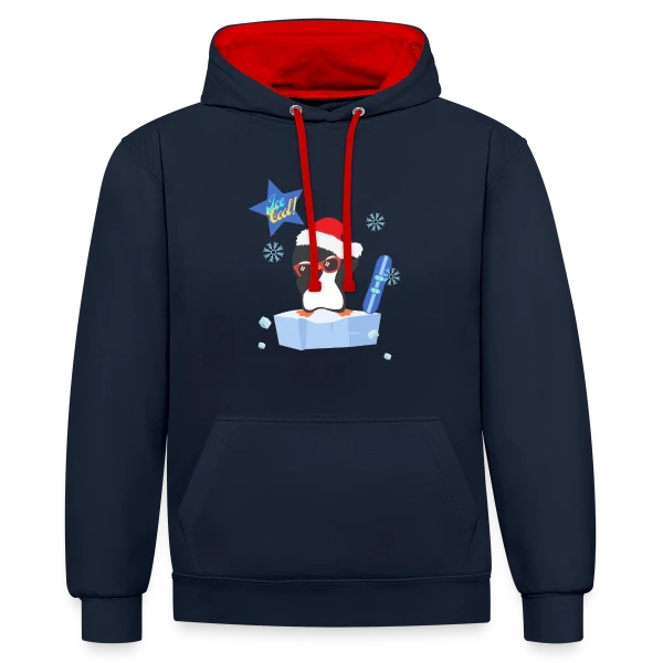 Pingouin Dab Noël Cool sur Sweat à capuche contrasté