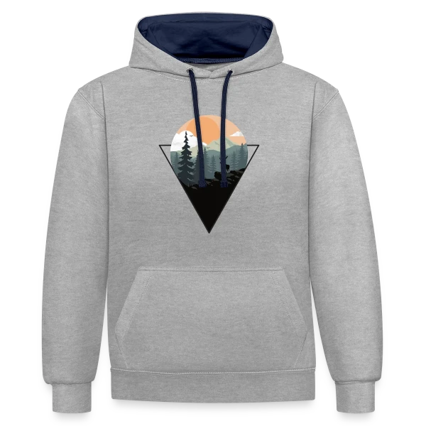 Paysage Montagne Cerf Géométrique sur Sweat à capuche contrasté