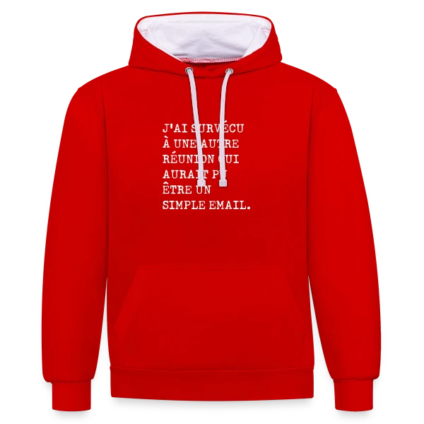 Humour Réunion : J'ai survécu sur Sweat à capuche contrasté
