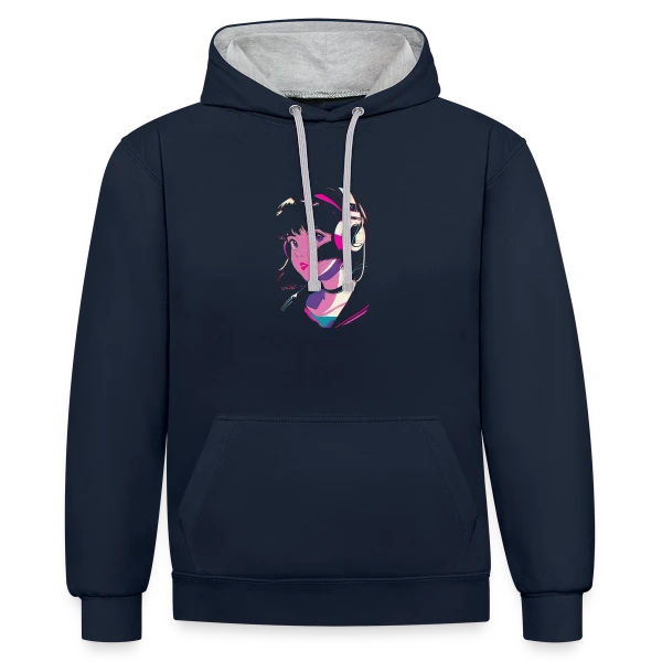 Fille Anime Esthétique Lo-Fi J-Pop sur Sweat à capuche contrasté