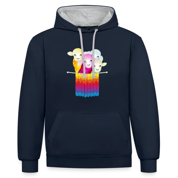 Mouton Tricoteur Rigolo sur Sweat à capuche contrasté