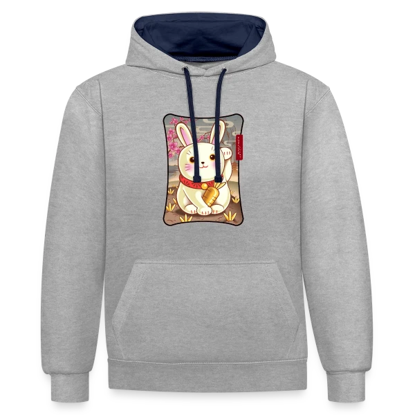 Lapin de la Chance Zen sur Sweat à capuche contrasté