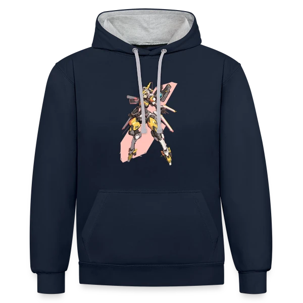 Fille Cyborg Mecha Anime Rétro 90s sur Sweat à capuche contrasté