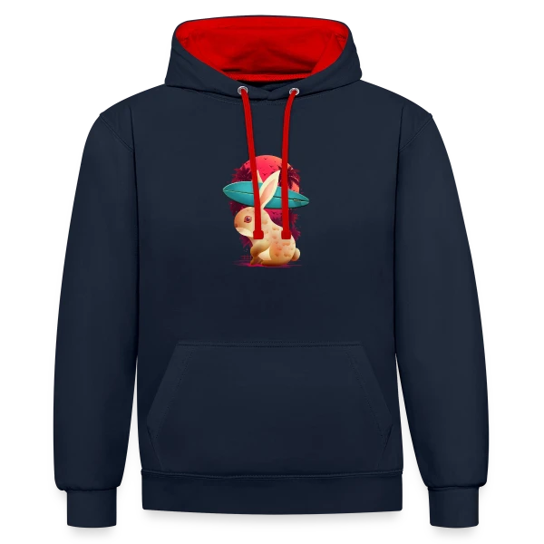 Lapin Surfeur Estival sur Sweat à capuche contrasté