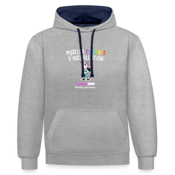 Muscles en Cours : Licorne Fitness Humour - Cadeau Sportif sur Sweat à capuche contrasté