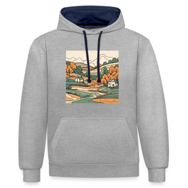 Douceur du Paysage Champêtre sur Sweat à capuche contrasté