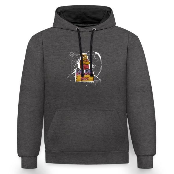 Humour 'Papa Ours' - Cadeau Fête des Pères Câlin sur Sweat à capuche contrasté