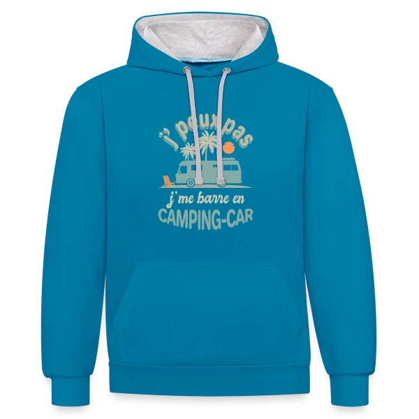 Je Me Barre en Camping-Car à Agadir! Humour Retraite sur Sweat à capuche contrasté