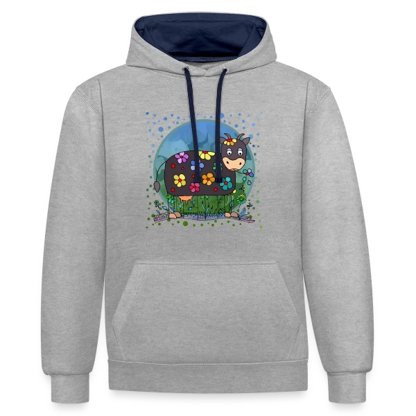 La Vache Mignonne sur Sweat à capuche contrasté