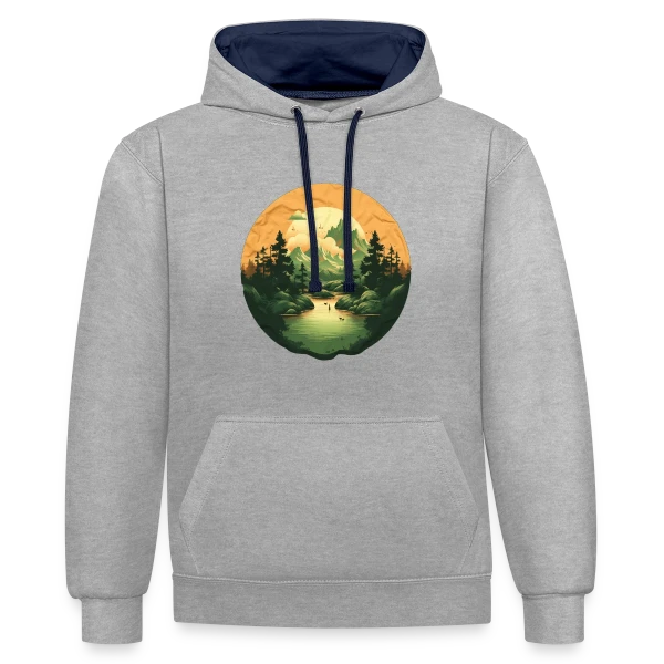 Paysage Naturel : Design Sérénité sur Sweat à capuche contrasté