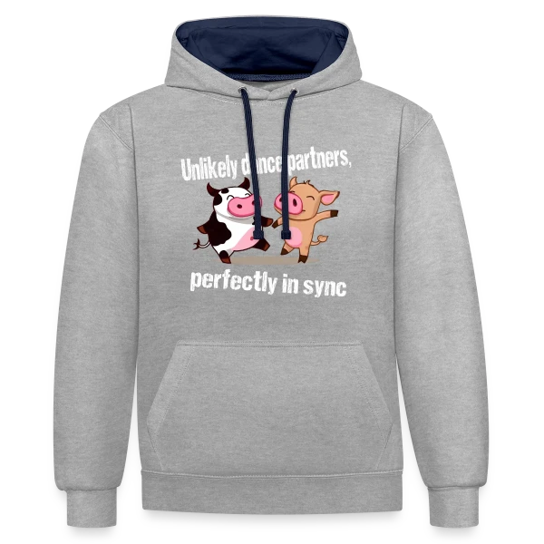Vache et Cochon Danseurs sur Sweat à capuche contrasté