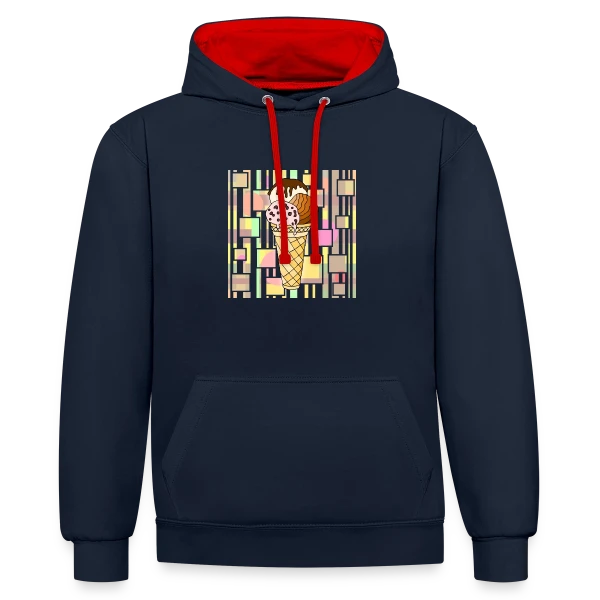 Plaisir Glacé Gourmand sur Sweat à capuche contrasté