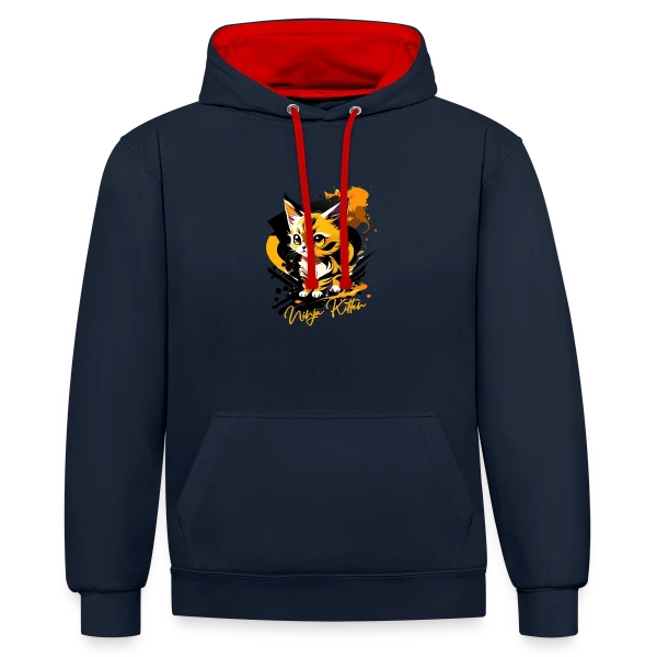 Chaton Ninja Urbain sur Sweat à capuche contrasté