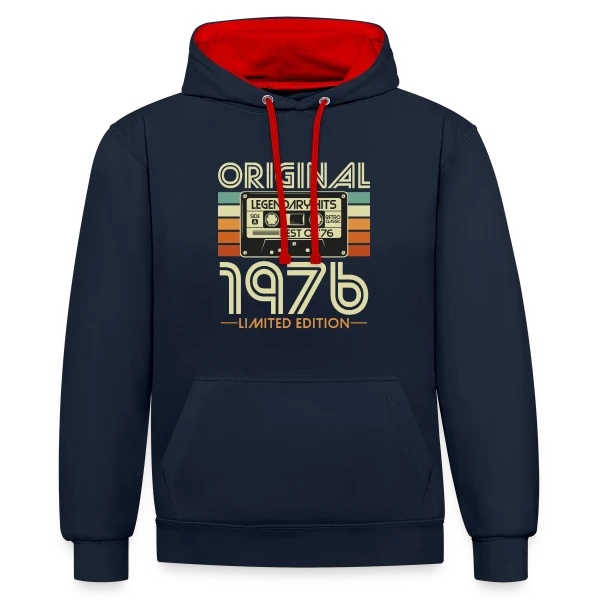 Cassette Rétro 1976 Légendaire sur Sweat à capuche contrasté