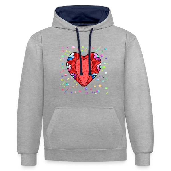 Cœur Tendance sur Sweat à capuche contrasté