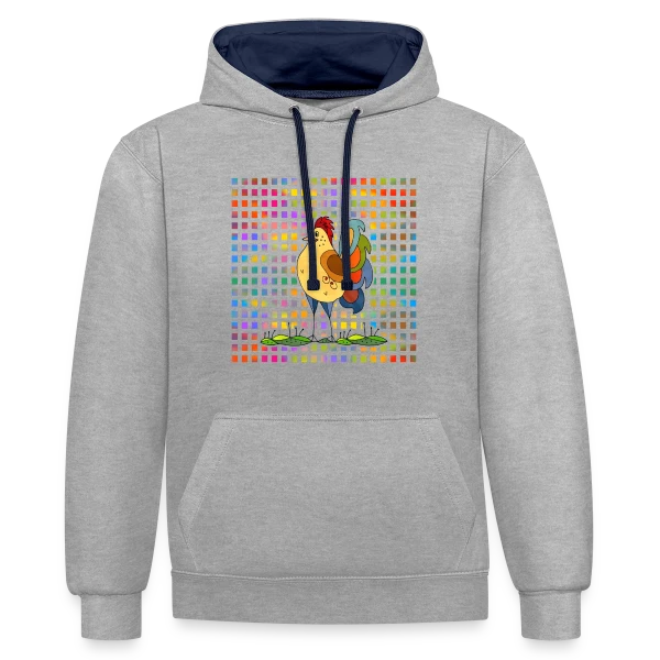 Coq Fier sur Sweat à capuche contrasté