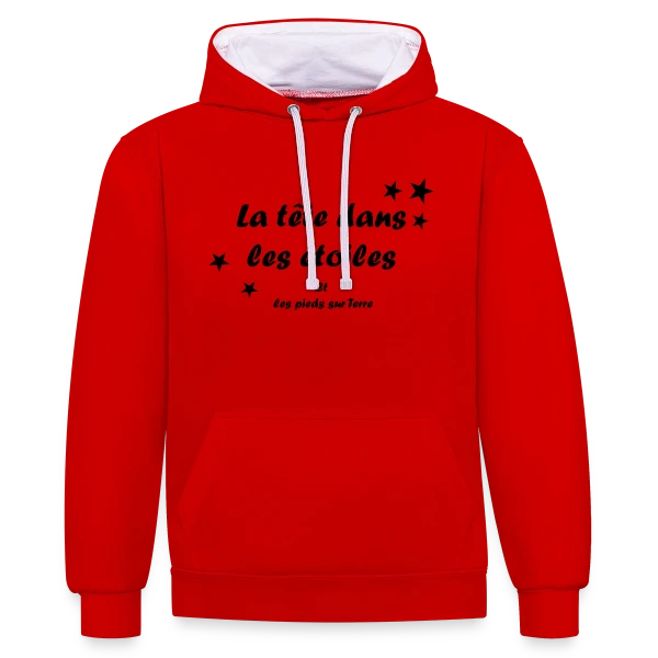 La tête dans les étoiles sur Sweat à capuche contrasté